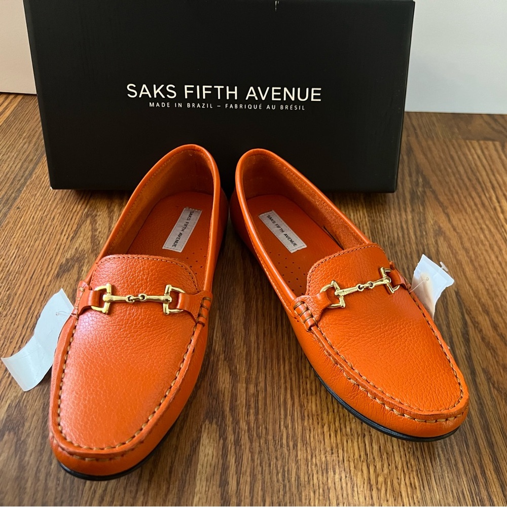 Orange Leather Loafers